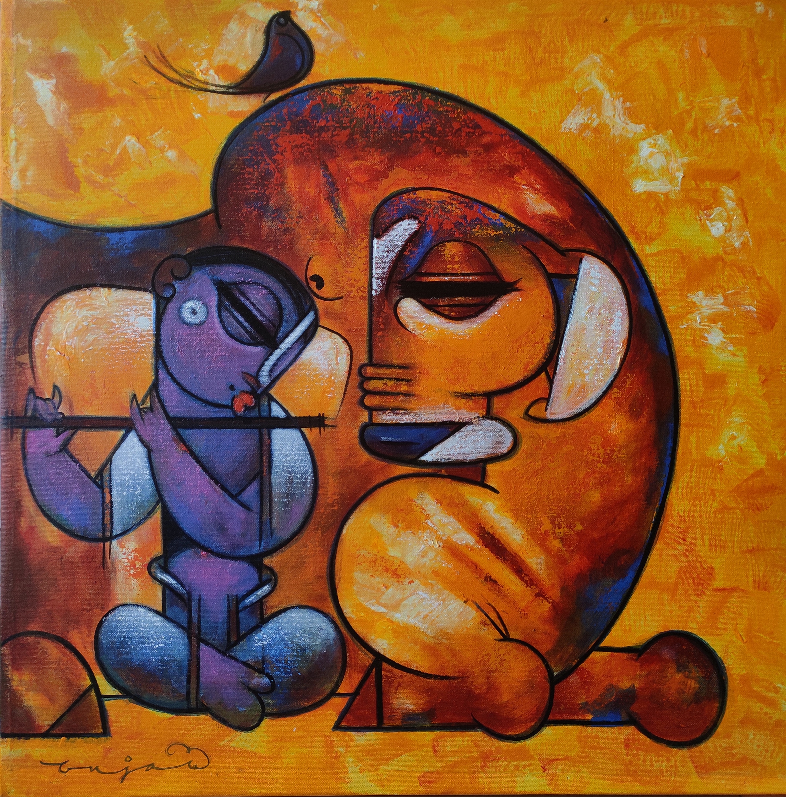 Krishna 2_24x24 square acrylic Painting on canvas