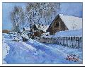 House on Snow -  Size 22x15 Horizontal Water Color On Paper