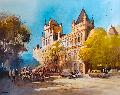 Tanga Painting - Cityscape Watercolor Painting 