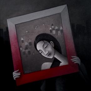 Framed Dream 1 24”x24” Square Painting Acrylic on Canvas