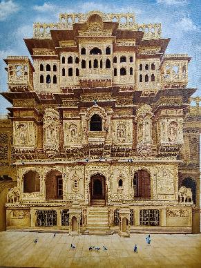 Nathmal Ki Haveli - Rajasthani Oil Painting by Anita Raj 