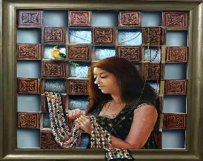 Women on Window - Illusion Series |  Oil Painting  on Canvas 