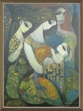 Motherhood - Still Life Acrylic On Canvas by Ramesh P Gujar