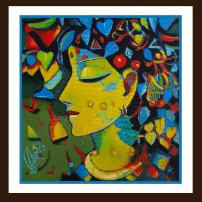 Krishna 3_24x24Square acrylic painting on canvas