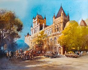 Tanga Painting - Cityscape Watercolor Painting 