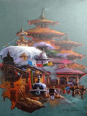 World Heritage Nepal 24'' x 48'' Acrylic on Canvas